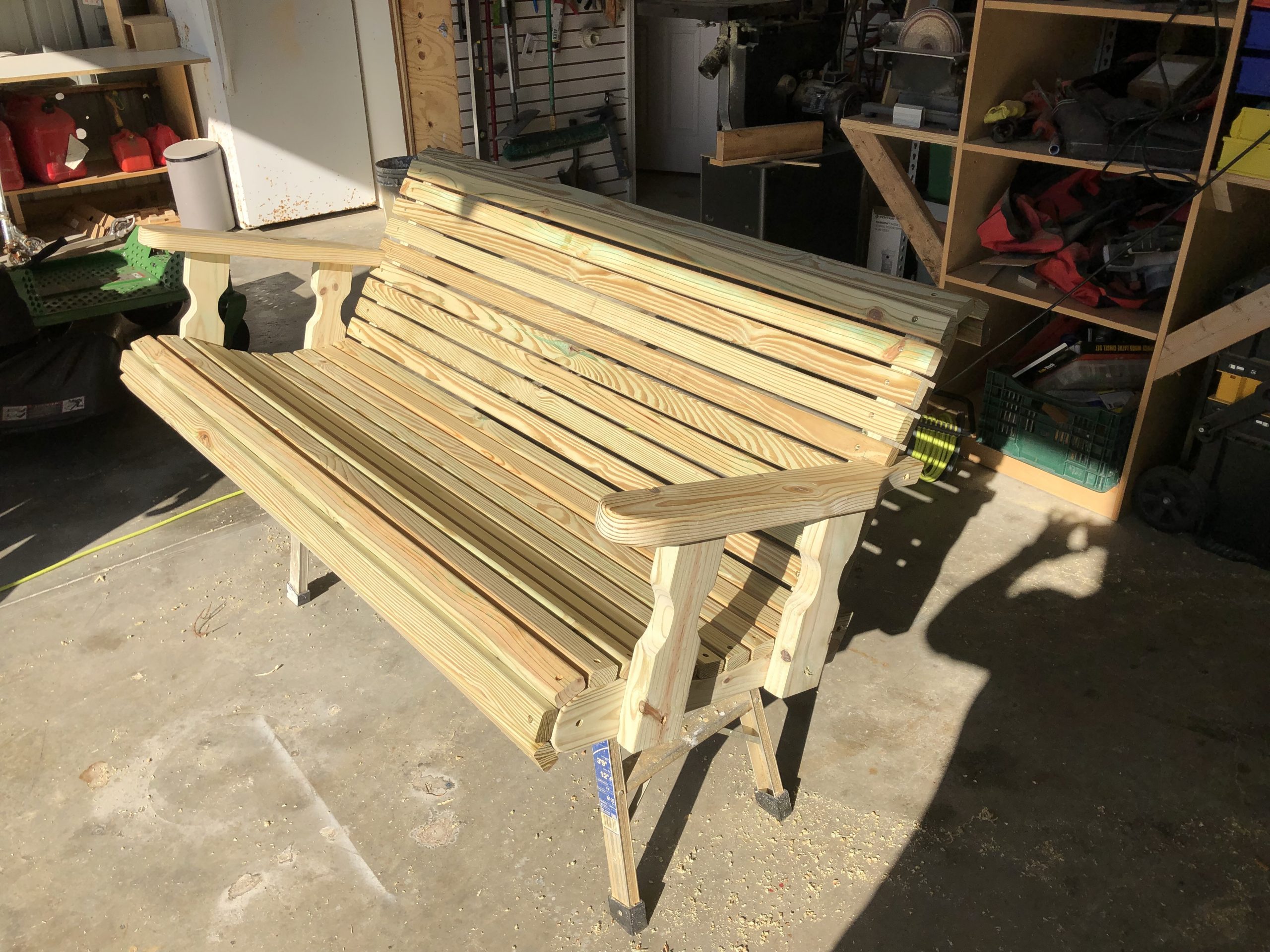 Amish style bench swing